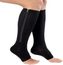 Compressiekousen Steunkousen Met Rits & Open Teen - Elastische Hardloop / Sport / Vliegtuig Compressie Sokken - Running Travel Sock - Reissokken / Reis Kousen - Heren - Maat 43/44/45/56/47 - Zwart -Merkloos Winkel 1167x1200 18