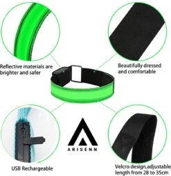 Arisenn® OPLAADBAAR LED LIGHTNING BAND GROEN|3 Standen | Reflecterende Hardloop Verlichting - Hardloop | Running Safety Led Light/ Reflecterende Armband Led/ Veiligheidsverlichting/ Hardloop Verlichting/ USB OPLAADBAAR / Sportarmbanden -Merkloos Winkel 1168x1200 22