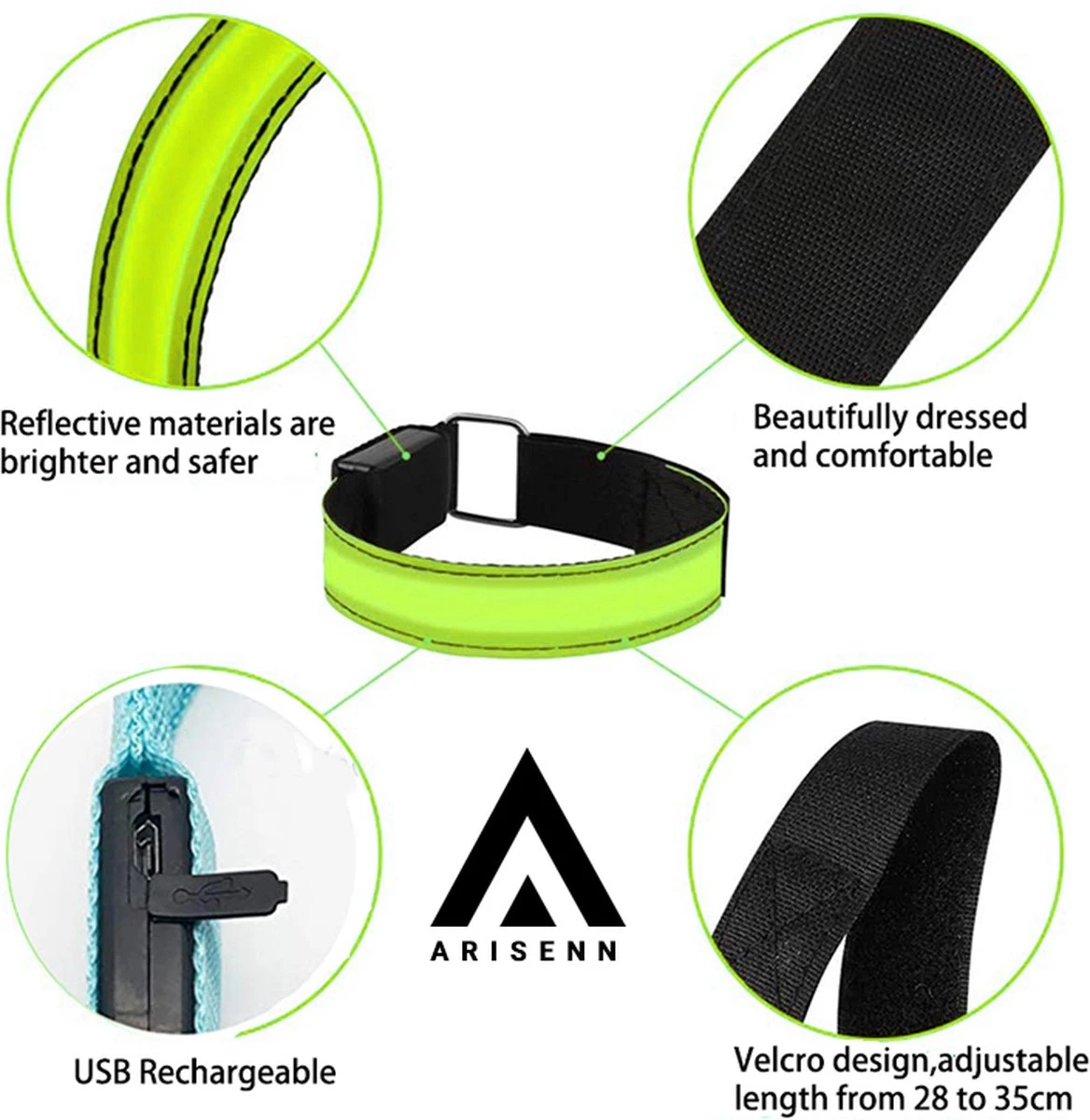 Arisenn® OPLAADBAAR LED LIGHTNING BAND GEEL|3 Standen | Reflecterende Hardloop Verlichting - Hardloop | Running Safety Led Light/ Reflecterende Armband Led/ Veiligheidsverlichting/ Hardloop Verlichting/ USB OPLAADBAAR / Sportarmbanden| 6 Arisenn® OPLAADBAAR LED LIGHTNING BAND GEEL|3 Standen | Reflecterende Hardloop Verlichting - Hardloop | Running Safety Led Light/ Reflecterende Armband Led/ Veiligheidsverlichting/ Hardloop Verlichting/ USB OPLAADBAAR / Sportarmbanden| - Afbeelding 4