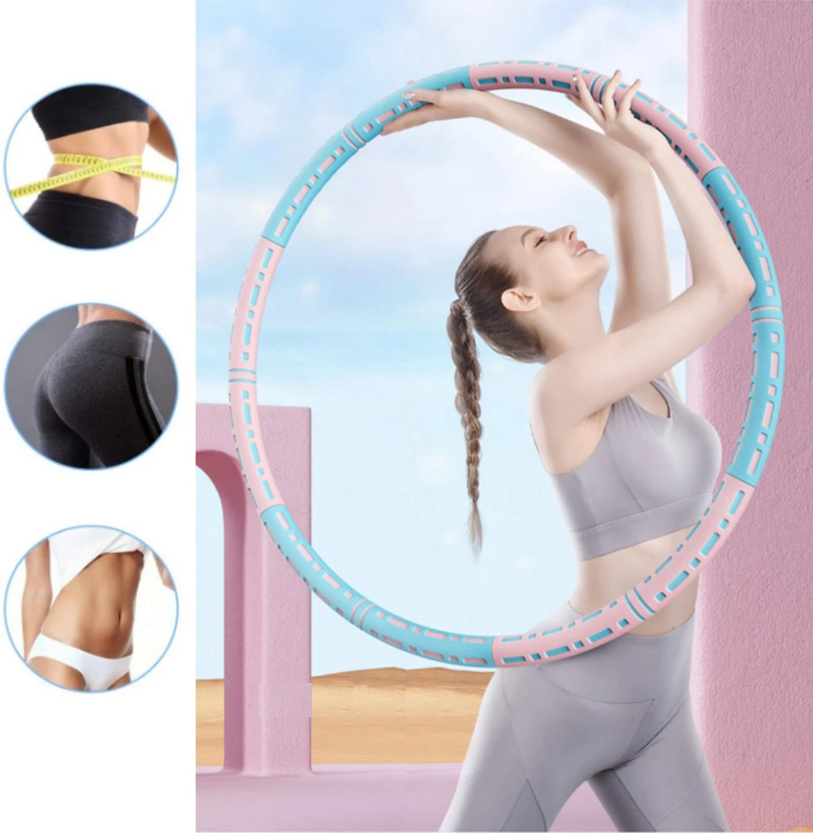 Fitlab Fitness Hoelahoep Met Gewicht - Roze/Blauw - 1 Tot 4 KG - Volwassenen - Hula Hoop /Sport Hoepel/Weight Hoop 11 Fitlab Fitness Hoelahoep Met Gewicht - Roze/Blauw - 1 Tot 4 KG - Volwassenen - Hula Hoop /Sport Hoepel/Weight Hoop - Afbeelding 9