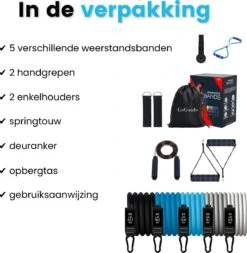 GoGoods® Resistance Band - 15-delige Weerstandsbanden Set - 70kg Totaal - Fitness Elastieken - Met Handvaten / Enkelbanden -Merkloos Winkel 1171x1200 12