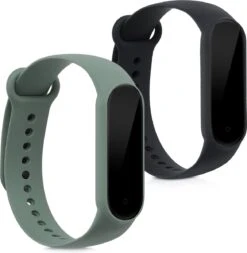 Kwmobile 2x Armband Voor Xiaomi Mi Smart Band 6 / Mi Band 6 / Band 5 - Bandjes Voor Fitnesstracker In Zwart / Pastelgroen