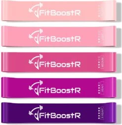 Resistance Band Weerstandsbanden Fitness Elastiek - Set Van 5 - Bootybands - Billen En Buikspieren Trainen - Roze En Paars