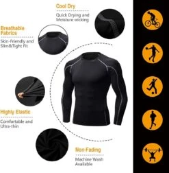 Merkloos Compressieshirt Voor Heren - Thermisch - Thermoshirt - Lange Mouwen - Fitness - Sportshirt - Hardloopshirt - Longsleeve Compressie Shirt - Maat M - 2 Stuks 1 + 1 Gratis - Zwart/grijs En Zwart/rood -Merkloos Winkel 1176x1200 5