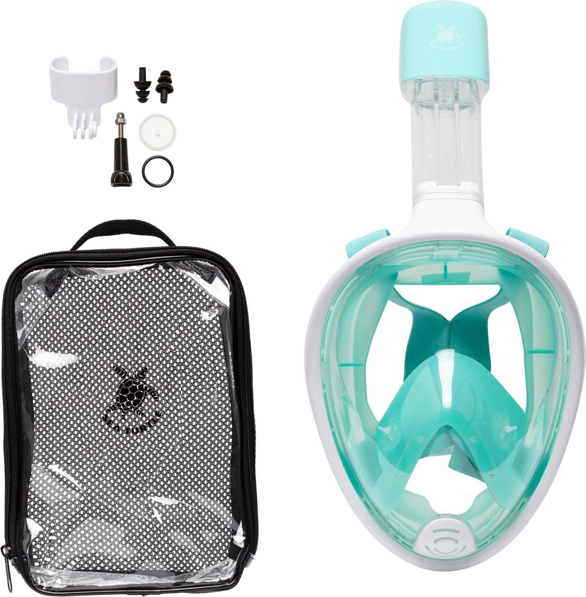 Sea Turtle Full Face Mask - Snorkelmasker - Volwassenen - Wit/Turquoise - L/XL 7 Sea Turtle Full Face Mask - Snorkelmasker - Volwassenen - Wit/Turquoise - L/XL - Afbeelding 5