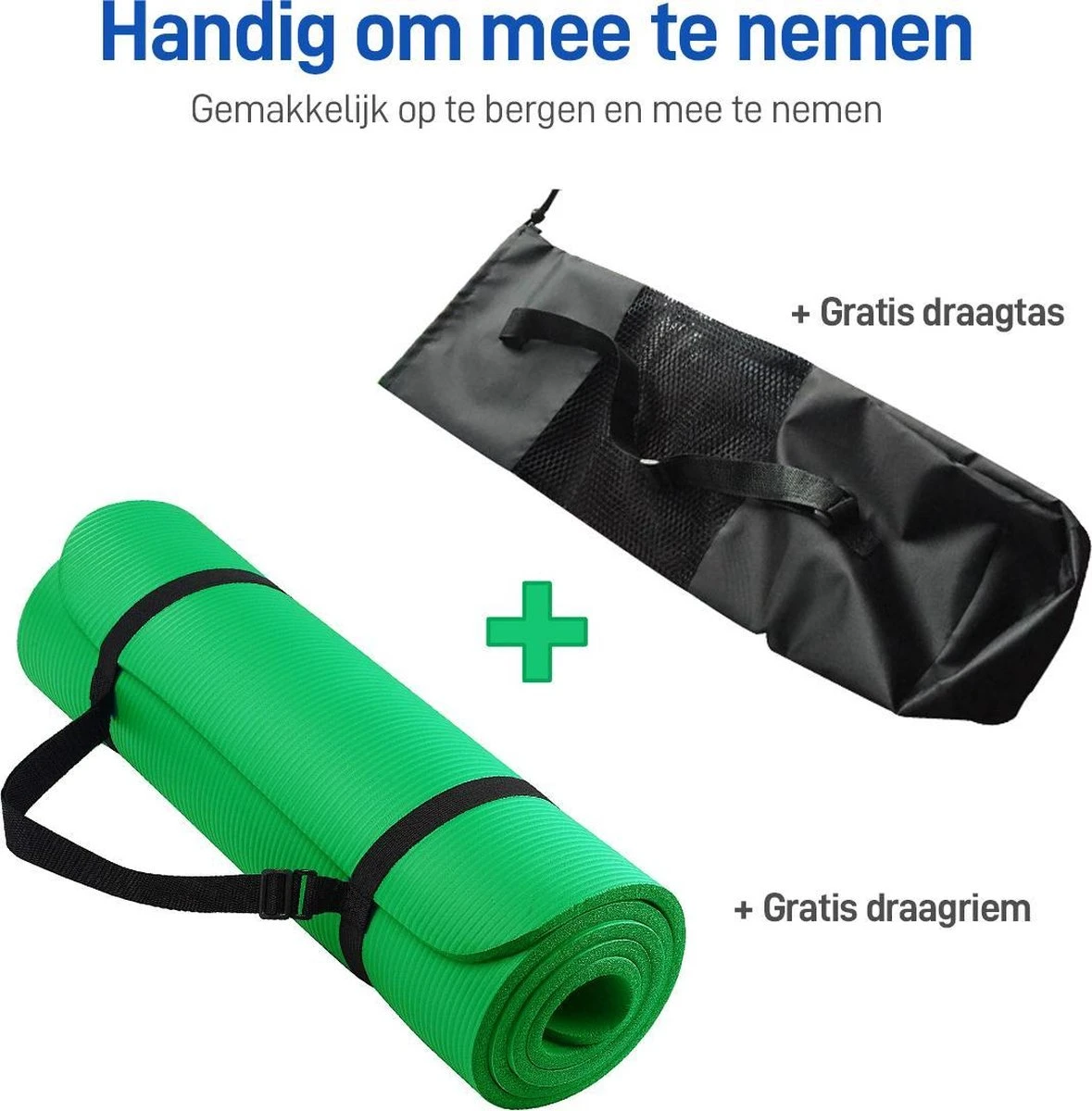 Athletix® Premium NBR Fitnessmat - Yogamat - 183 X 61 X 1.5 Cm - Met Draagriem En Draagtas - Groen 4 Athletix® Premium NBR Fitnessmat - Yogamat - 183 X 61 X 1.5 Cm - Met Draagriem En Draagtas - Groen - Afbeelding 2