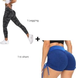 Merkloos Sportlegging Dames - Yoga Legging - High Waist Legging - Fitness Legging - Yoga Kleding Dames - Yoga Broek Dames - Sportkleding Dames - Sportbroek Dames - Camouflage Legging - Panterprint - Luipaard | Zwart | Maat S