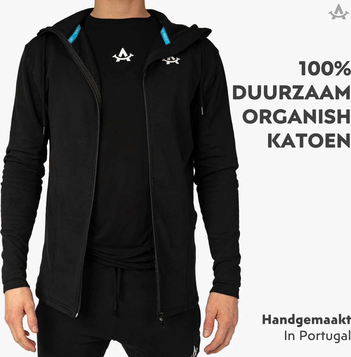 Sportvest - 100% Duurzaam - Trainingsvest Heren - Hoodie Met Rits - Extra Lange Mouwen - Fitness - Vest Met Rits - Zwart - APM - L 5 Sportvest - 100% Duurzaam - Trainingsvest Heren - Hoodie Met Rits - Extra Lange Mouwen - Fitness - Vest Met Rits - Zwart - APM - L - Afbeelding 3