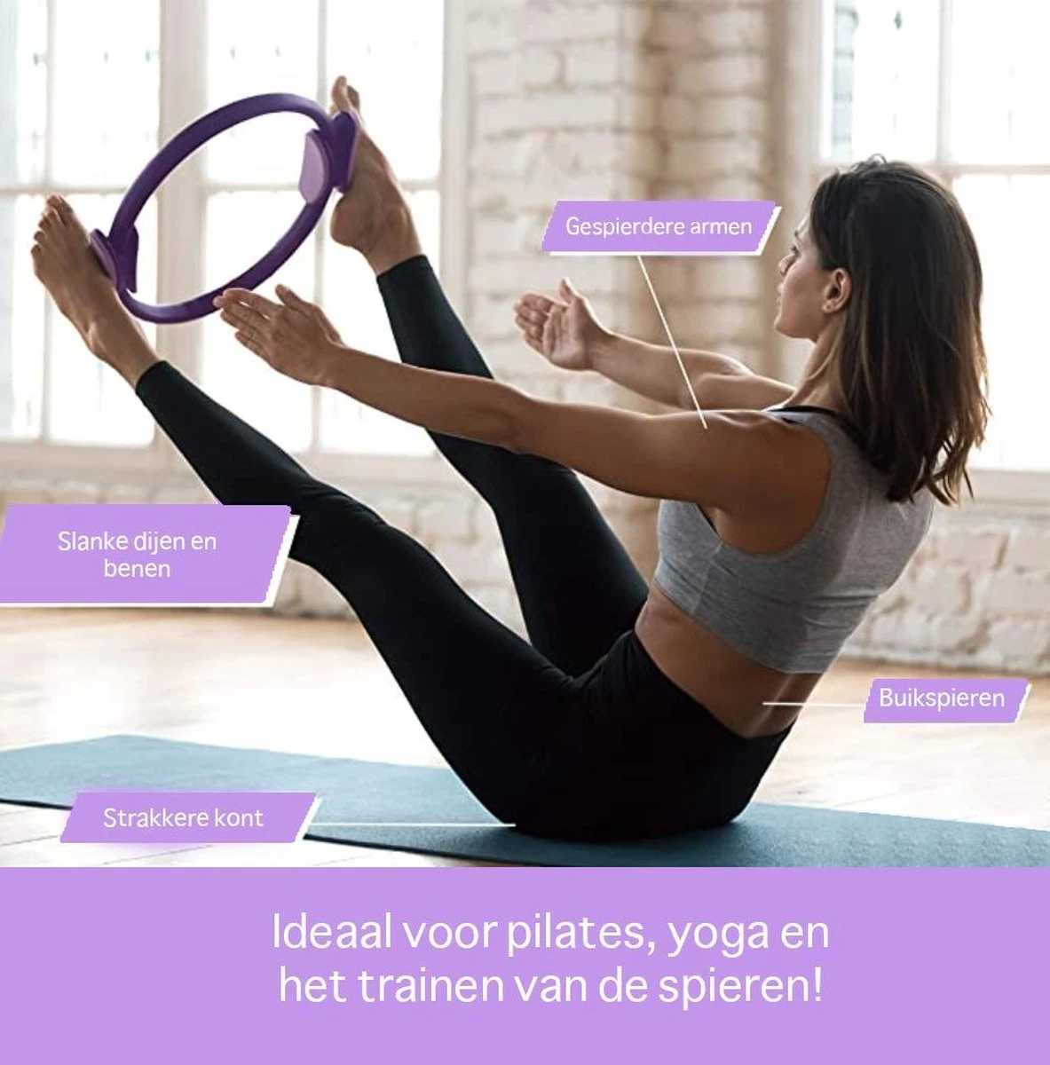 Bodio Pilates Ring – Yoga Ring – Fitness Ring – Pilates Ringen – Paars – Ø 38 Cm – Inclusief Instructies – Pilates – Yoga – Fitness – Full Body Workout 4 Bodio Pilates Ring – Yoga Ring – Fitness Ring – Pilates Ringen – Paars – Ø 38 Cm – Inclusief Instructies – Pilates – Yoga – Fitness – Full Body Workout - Afbeelding 2