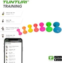 Tunturi Dumbbell Set - 2 X 3,0 Kg - Neopreen - Fluor Paars - Incl. Gratis Fitness App -Merkloos Winkel 1188x1200 33