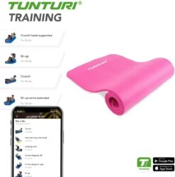 Tunturi Fitnessmat - Yogamat - Sportmat Gemaakt Van Zacht NBR Materiaal - 180 X 60 X 1,5cm - Roze - Incl. Gratis Fitness App -Merkloos Winkel 1188x1200 53