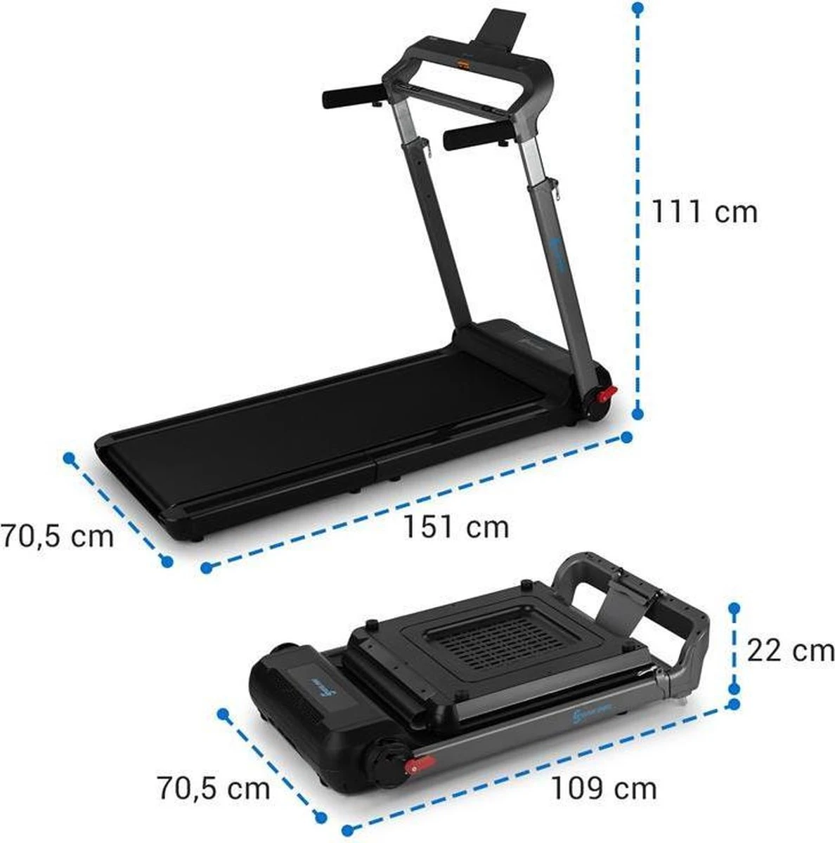 CAPITAL SPORTS Compact Space X Loopband Loopvlak 123x44cm 1,1 KW Vouwbaar 4 CAPITAL SPORTS Compact Space X Loopband Loopvlak 123x44cm 1,1 KW Vouwbaar - Afbeelding 2