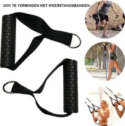 MJ Sports Premium Strap Handles Inclusief 2 Karabijnhaken - Handvatten Set - Voor Krachtstations En Weerstandsbanden - Cable Crossover - Fitness - Handgrepen Met D-ring - Zwart -Merkloos Winkel 1188x1200 72
