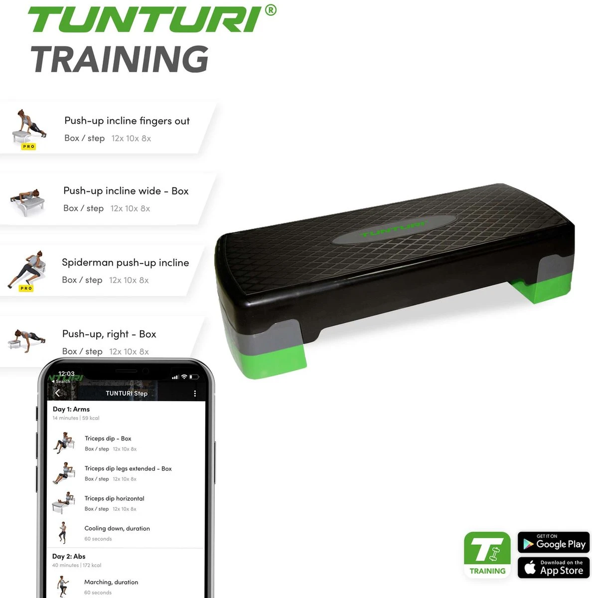 Tunturi Aerobic Step Easy - Fitness Step Verstelbaar - Aerobics Stepper - Zwart - Incl. Gratis Fitness App 6 Tunturi Aerobic Step Easy - Fitness Step Verstelbaar - Aerobics Stepper - Zwart - Incl. Gratis Fitness App - Afbeelding 4