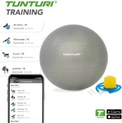 Tunturi Fitness Bal - Yoga Bal Inclusief Pomp - Pilates Bal - Zwangerschaps Bal - 55 Cm - Kleur: Zilver - Incl. Gratis Fitness App -Merkloos Winkel 1189x1200 20