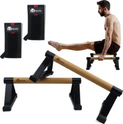 M Sports Parallettes Houten Opdrukset Dip Bars Turnen Gynmnastiek Fitness Wrist Straps