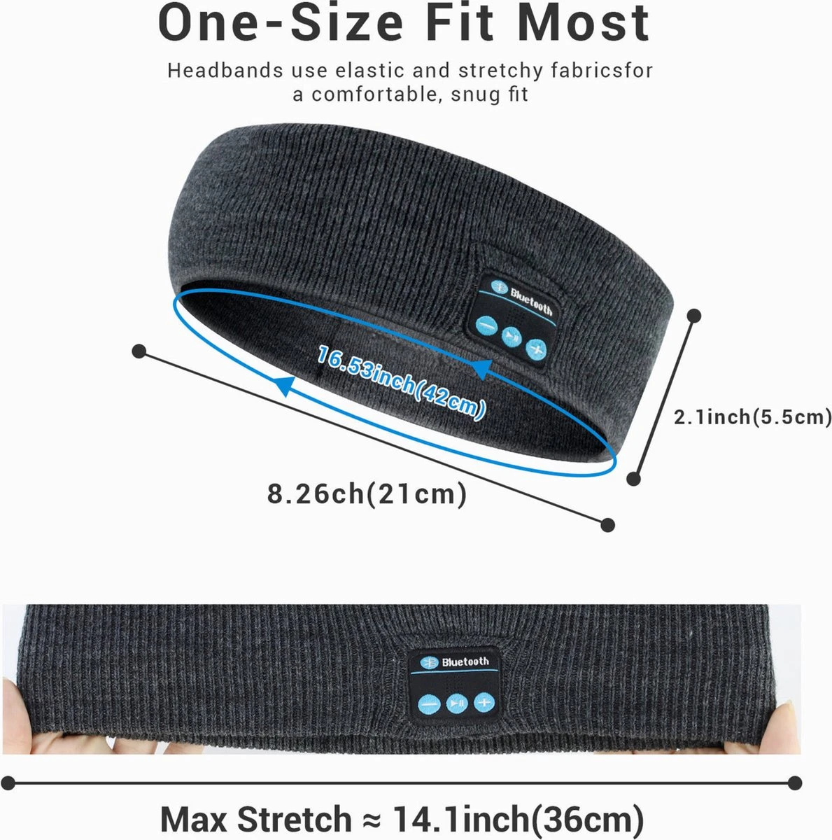 Femur®️ Haarband - Zweetband - Bluetooth Haarband - Muziek Haarband - Koptelefoon - Slaapmasker - Slaap Koptelefoon - Grijs 4 Femur®️ Haarband - Zweetband - Bluetooth Haarband - Muziek Haarband - Koptelefoon - Slaapmasker - Slaap Koptelefoon - Grijs - Afbeelding 2