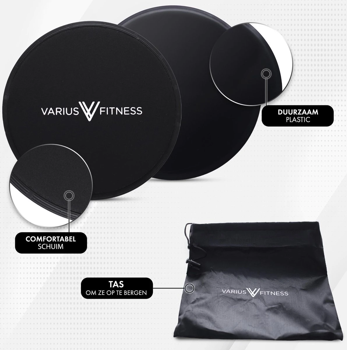Varius Fitness® PRO Sliding Pads - Sliding Discs - Ab Trainer - Core Trainer - Core Sliders - Buikspier Trainer - Sliders - Fitness - Slide Pads - Full Body Workout - Thuis Sporten 5 Varius Fitness® PRO Sliding Pads - Sliding Discs - Ab Trainer - Core Trainer - Core Sliders - Buikspier Trainer - Sliders - Fitness - Slide Pads - Full Body Workout - Thuis Sporten - Afbeelding 3