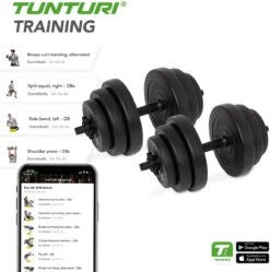 Tunturi Gewichten - Halterset - Dumbbell Set - 2 Stuks - Totaal 28kg - Zwart - Vinyl - Incl. Gratis Fitness App -Merkloos Winkel 1192x1200 11