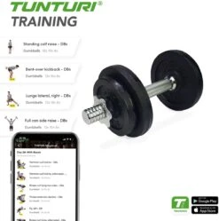 Tunturi Gewichten Gietijzer Totaal 20kg - Halterset Met Schroefsluiting - Dumbbell Set - 2 Halterstangen - 30mm - Incl. Gratis Fitness App -Merkloos Winkel 1192x1200 18