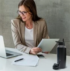 Bidon - Onyx Black - 1 Liter - Gratis Extra Dop Met Rietje & Drinktuit - Bidon Met Rietje - Isoleerfles - BPA Vrij - Lekvrij - Bidon 1 Liter -Merkloos Winkel 1193x1200 4