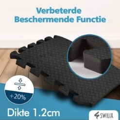 SWILIX ® Puzzelmat - 9 Stuks - 180x180 X1.2 (9 X 60x60cm) - 3,25 M2 - Zachte Vloermat - Zwart -Merkloos Winkel 1195x1200 18