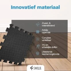 SWILIX ® Puzzelmat - 6 Stuks - 180x120 X2cm (6 X 60x60cm) - 2,20 M2 - Zachte Vloermat - Zwart -Merkloos Winkel 1195x1200 34