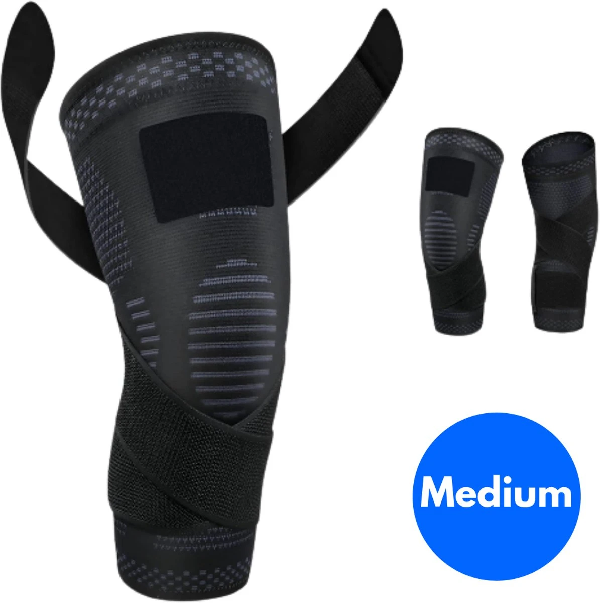 WG COMMERCE ® Compressie Knie Brace Met Straps - Knie Bandage - Knie Verband - Elastische Bandage - Band - Strap - Sleeve - Kousen - Warmers - Blessures - Sport Ondersteuning - Knee Support - Vrouwen - Mannen - Maat: Medium - 1 Stuk - Zwart 3 WG COMMERCE ® Compressie Knie Brace Met Straps - Knie Bandage - Knie Verband - Elastische Bandage - Band - Strap - Sleeve - Kousen - Warmers - Blessures - Sport Ondersteuning - Knee Support - Vrouwen - Mannen - Maat: Medium - 1 Stuk - Zwart