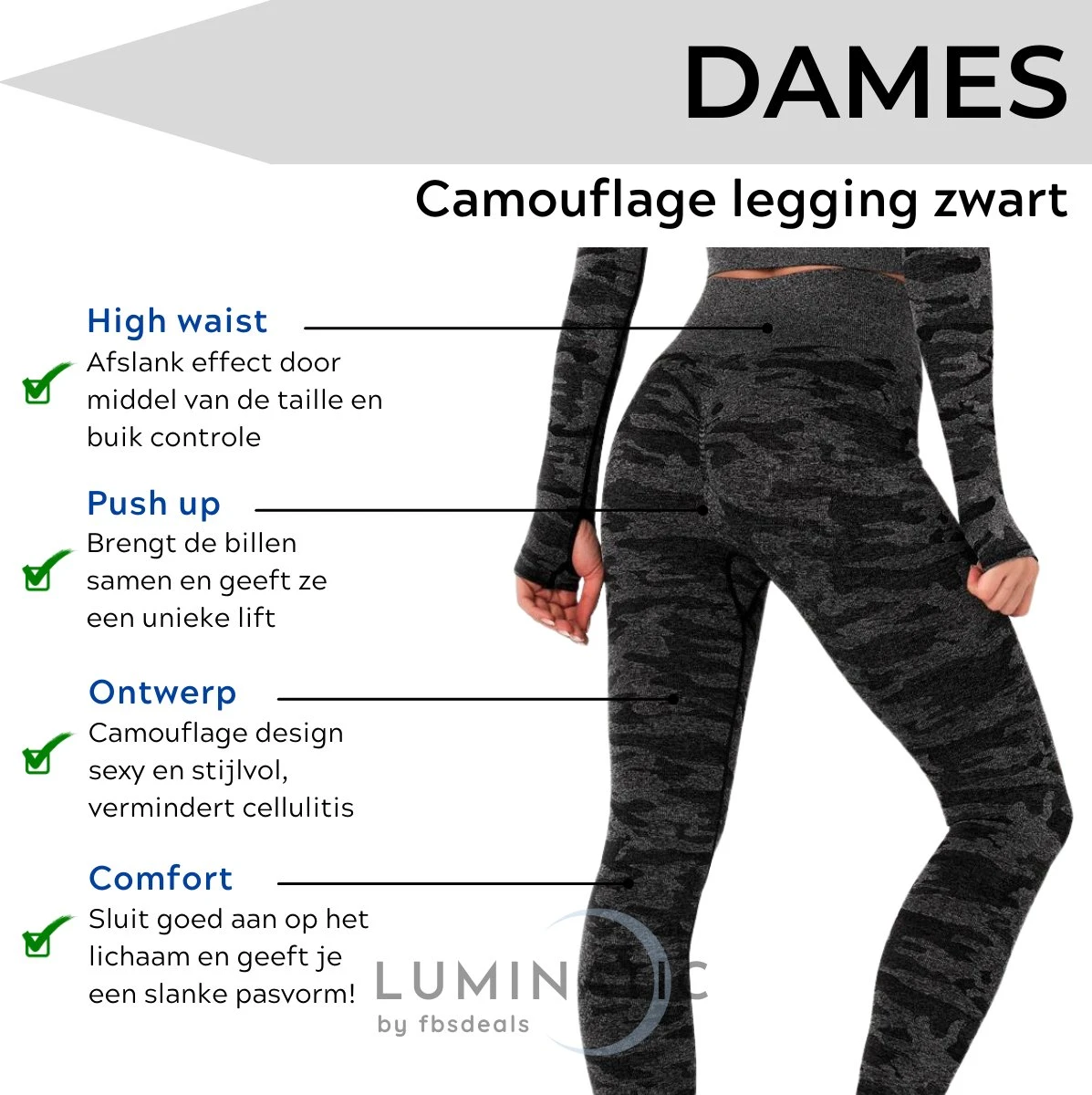 Camouflage Legging - Sportlegging Dames - Yoga Legging - Fitness Legging - Legging Dames - Sport Legging - Shapewear Dames - Camouflage Broek - Camo | Luminatic® | Zwart | M 4 Camouflage Legging - Sportlegging Dames - Yoga Legging - Fitness Legging - Legging Dames - Sport Legging - Shapewear Dames - Camouflage Broek - Camo | Luminatic® | Zwart | M - Afbeelding 2