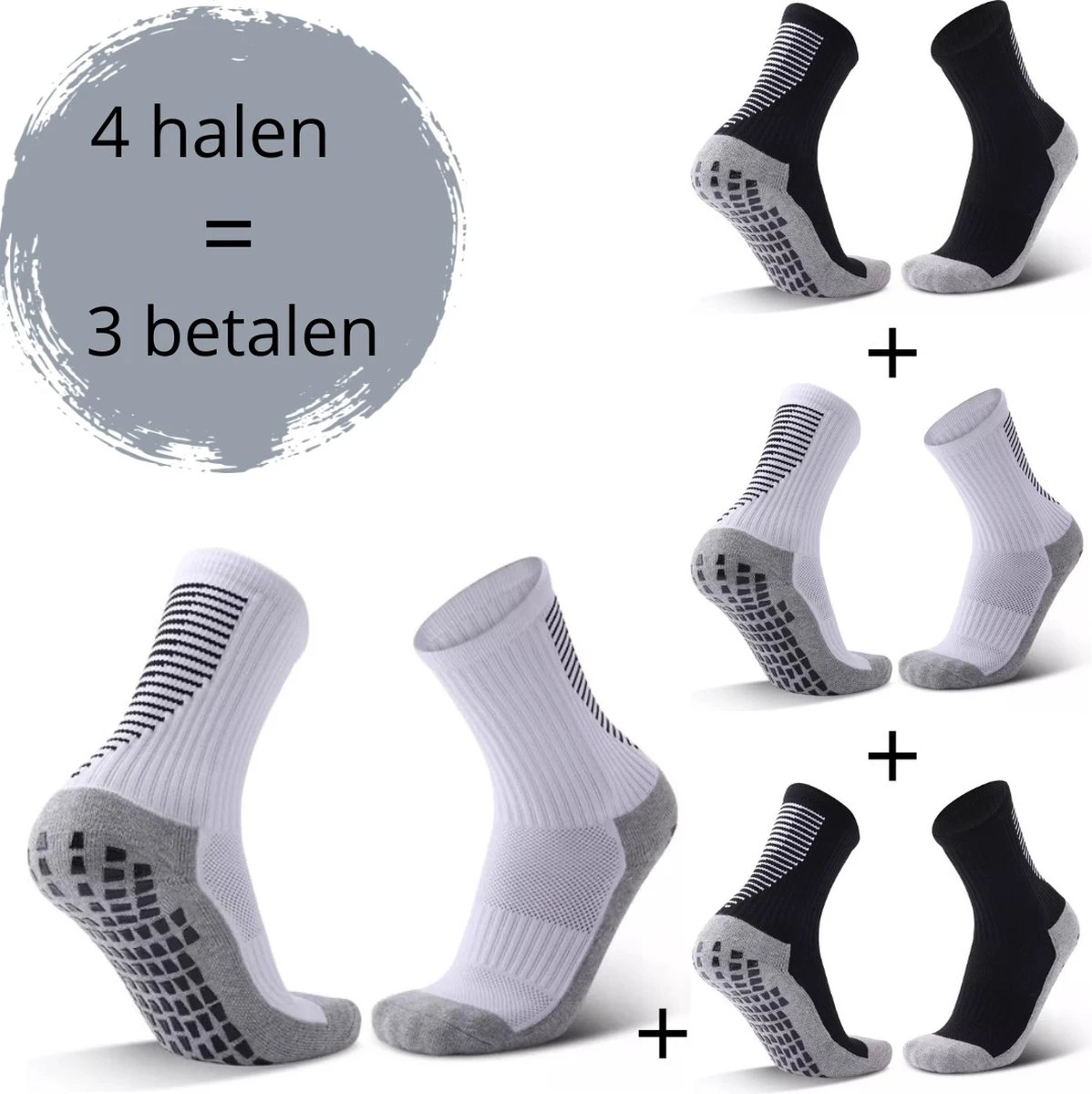 Gripsokken Voetbal - 4 Pack - Gripsokken Wit & Zwart- Anti-slip Sokken - Onesize 40-46 - Anti Blaren Sokken - Sportsokken - Gripsokken Voetbal - Gripsokken Padel - Gripsokken Tennis - Gripsokken Basketbal - Fitnesssokken - Skisokken 3 Gripsokken Voetbal - 4 Pack - Gripsokken Wit & Zwart- Anti-slip Sokken - Onesize 40-46 - Anti Blaren Sokken - Sportsokken - Gripsokken Voetbal - Gripsokken Padel - Gripsokken Tennis - Gripsokken Basketbal - Fitnesssokken - Skisokken