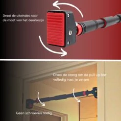 JPS Sports® Pull Up Bar - Optrekstang Deur - Zonder Montage - Verstelbaar Van 72 Cm Tot 96 Cm - Zwart/Rood -Merkloos Winkel 1198x1200 44
