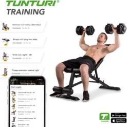 Tunturi UB80 Halterbank Verstelbaar - Fitnessbank Belastbaar Tot 200kg - Trainingsbank & Buikspierbank In één - Incl. Gratis Tunturi Training App -Merkloos Winkel 1198x1200 46