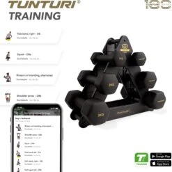 Tunturi Gewichten Centuri - Halterset - Dumbbell Set - Neopreen Dummbbells - 1 T/m 3kg - 3 Paar - Incl. Gratis Fitness App -Merkloos Winkel 1198x1200 47