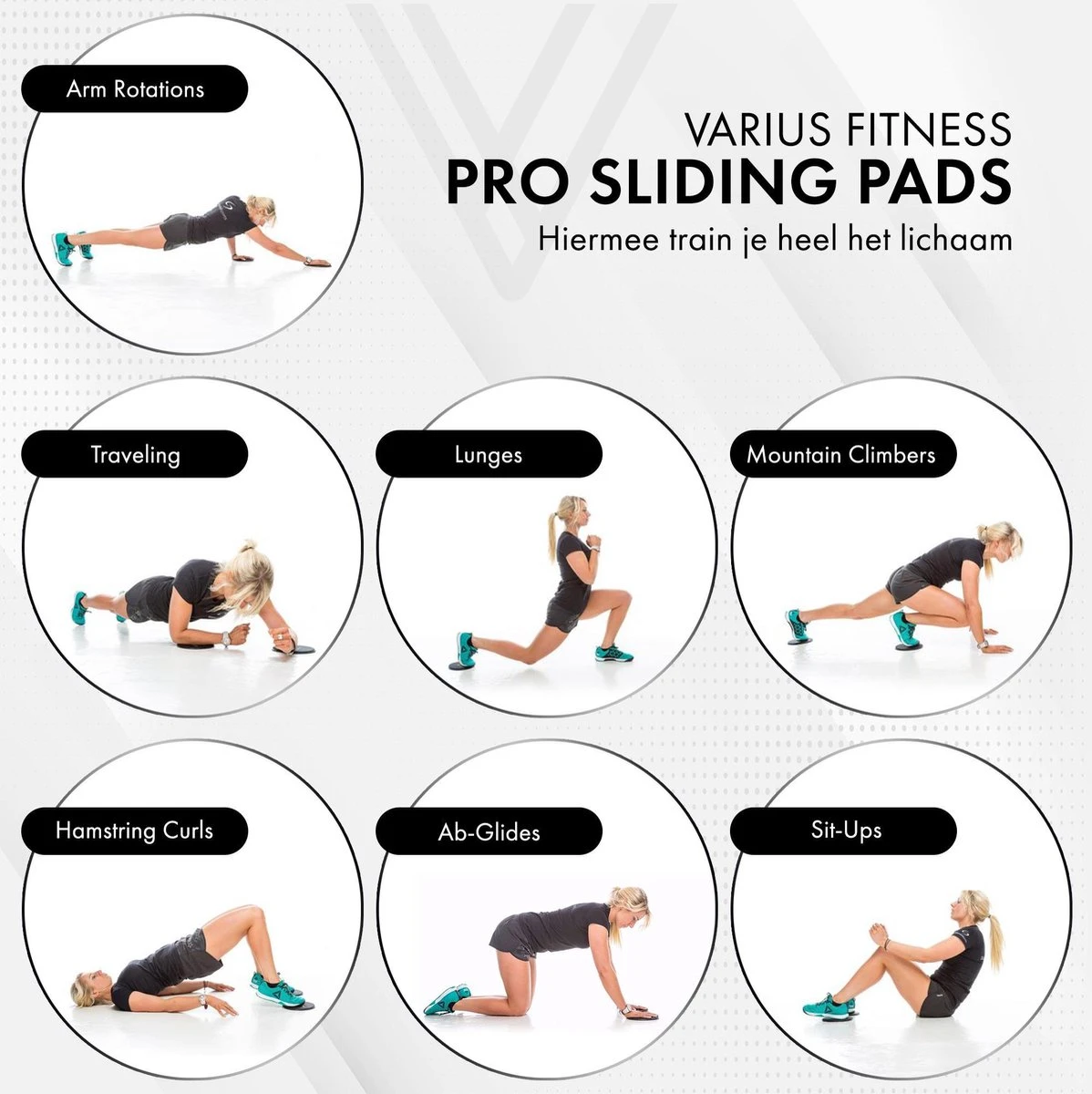 Varius Fitness® PRO Sliding Pads - Sliding Discs - Ab Trainer - Core Trainer - Core Sliders - Buikspier Trainer - Sliders - Fitness - Slide Pads - Full Body Workout - Thuis Sporten 6 Varius Fitness® PRO Sliding Pads - Sliding Discs - Ab Trainer - Core Trainer - Core Sliders - Buikspier Trainer - Sliders - Fitness - Slide Pads - Full Body Workout - Thuis Sporten - Afbeelding 4