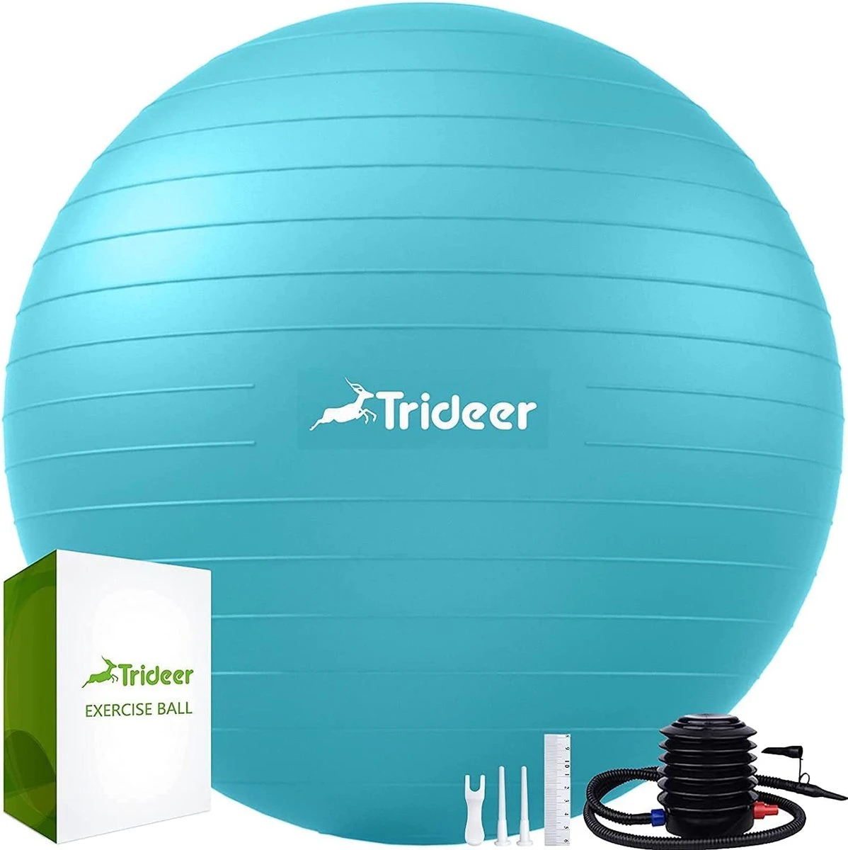Trideer - Extra Sterke Yoga Bal - Turquoise 48-55 Cm - Met Pomp - Gymnastiekbal, Pilatesbal, Zitbal Voor Kantoor, Balans, Yoga, Fitness Bal, Zwangerschapsbal, Balansstoel In De Sportschool, Thuis Of Op Kantoor 3 Trideer - Extra Sterke Yoga Bal - Turquoise 48-55 Cm - Met Pomp - Gymnastiekbal, Pilatesbal, Zitbal Voor Kantoor, Balans, Yoga, Fitness Bal, Zwangerschapsbal, Balansstoel In De Sportschool, Thuis Of Op Kantoor