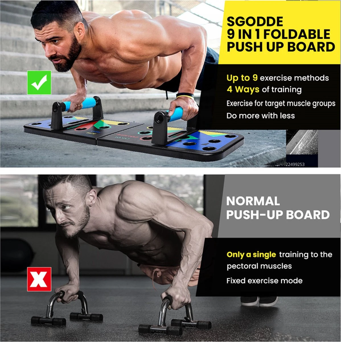 Merkloos Opvouwbaar Push Up Bord - Opdruk Steunen - Push Up Board - Fitness, Kracht Training, Home Workout 4 Merkloos Opvouwbaar Push Up Bord - Opdruk Steunen - Push Up Board - Fitness, Kracht Training, Home Workout - Afbeelding 2