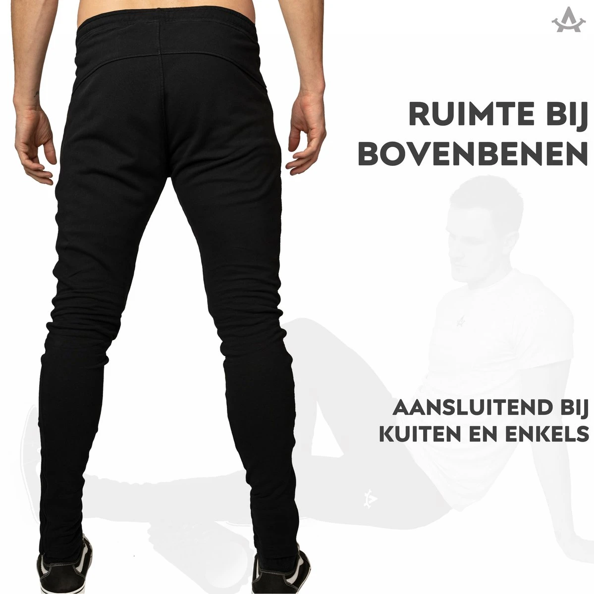 Trainingsbroek Heren - 100% Organisch Katoen - Zwart - Skinny Fit - Extra Lange Joggingsbroek Heren - Handgemaakt In Portugal - Zakken Met Rits - Sportbroek Zwart - APM - L 5 Trainingsbroek Heren - 100% Organisch Katoen - Zwart - Skinny Fit - Extra Lange Joggingsbroek Heren - Handgemaakt In Portugal - Zakken Met Rits - Sportbroek Zwart - APM - L - Afbeelding 3