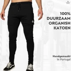 Trainingsbroek Heren - 100% Organisch Katoen - Zwart - Skinny Fit - Extra Lange Joggingsbroek Heren - Handgemaakt In Portugal - Zakken Met Rits - Sportbroek Zwart - APM - XL -Merkloos Winkel 1199x1200 20