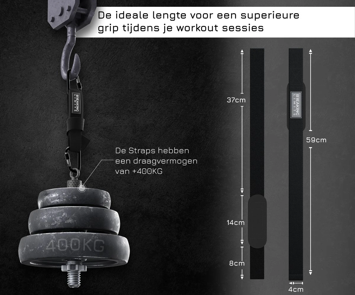 Breaking Limits Lifting Straps + Wrist Wraps Bundel | Fitness, Crossfit & Krachttraining | Zwart 7 Breaking Limits Lifting Straps + Wrist Wraps Bundel | Fitness, Crossfit & Krachttraining | Zwart - Afbeelding 5