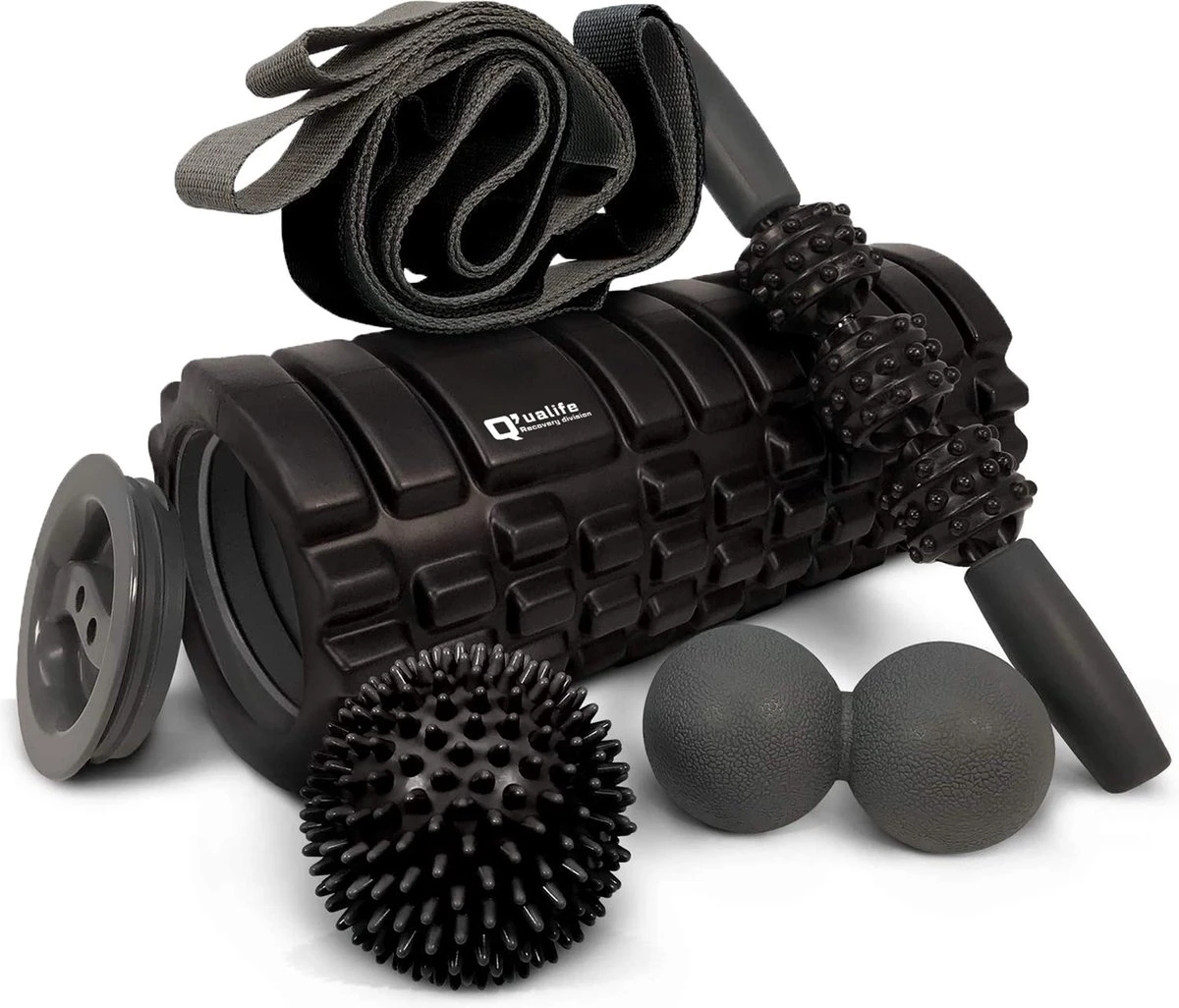 Q’ualife® Foam Roller Set – Trigger Point Massage Roller – Massage Bal – Fitness – Yoga – Fascia – Bindweefsel – 5 Delige Set – Zwart 3 Q’ualife® Foam Roller Set – Trigger Point Massage Roller – Massage Bal – Fitness – Yoga – Fascia – Bindweefsel – 5 Delige Set – Zwart