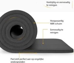 Yoga Mat Zwart 1 Cm Dik, Fitnessmat, Pilates, Aerobics -Merkloos Winkel 1200x1026 4
