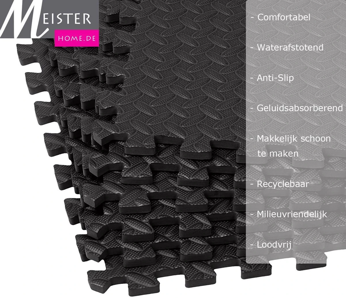 Meisterhome ® Geluidsdempende Sport EVA Puzzelmat Set - Waterdichte Fitness Mat Met Mooie Afgewerkte Randen - Zachte Yogamat Easy Installeren/schoonmaken - Fitnessruimte/meditatie - Warmte Isolerend - 60 X 60 X 1 Cm - 15 Stuks 5.40 M²- Zwart 5 Meisterhome ® Geluidsdempende Sport EVA Puzzelmat Set - Waterdichte Fitness Mat Met Mooie Afgewerkte Randen - Zachte Yogamat Easy Installeren/schoonmaken - Fitnessruimte/meditatie - Warmte Isolerend - 60 X 60 X 1 Cm - 15 Stuks 5.40 M²- Zwart - Afbeelding 3