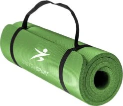 Siston Sport Fitnessmat – 183 Cm X 61 Cm X 1 Cm – Groen – Inclusief Draagtas En Extra Draagriem – Hoogwaardige NBR Trainingsmat - ANTI Slip Mat – 100% Huidvriendelijk & Duurzaam