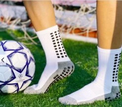 Gripsokken Voetbal Anti-blaren Anti-slip One Size-WIT