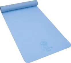 Atvana® Yoga Mat Minimal - Ganesha - Fitness Mat - Sportmat - Anti Slip - Duurzaam - Extra Dik - Extra Breed - Blauw - Vishuddha Blue