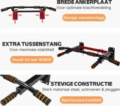 Professionele 4in1 Pull Up Bar - Pull Up Station - Fitness Optrekstang - Wandmontage - Eenvoudige Bevestiging - 150KG Draagkracht - 6 Handgrepen - Multifunctionele Ring -Merkloos Winkel 1200x1063 8