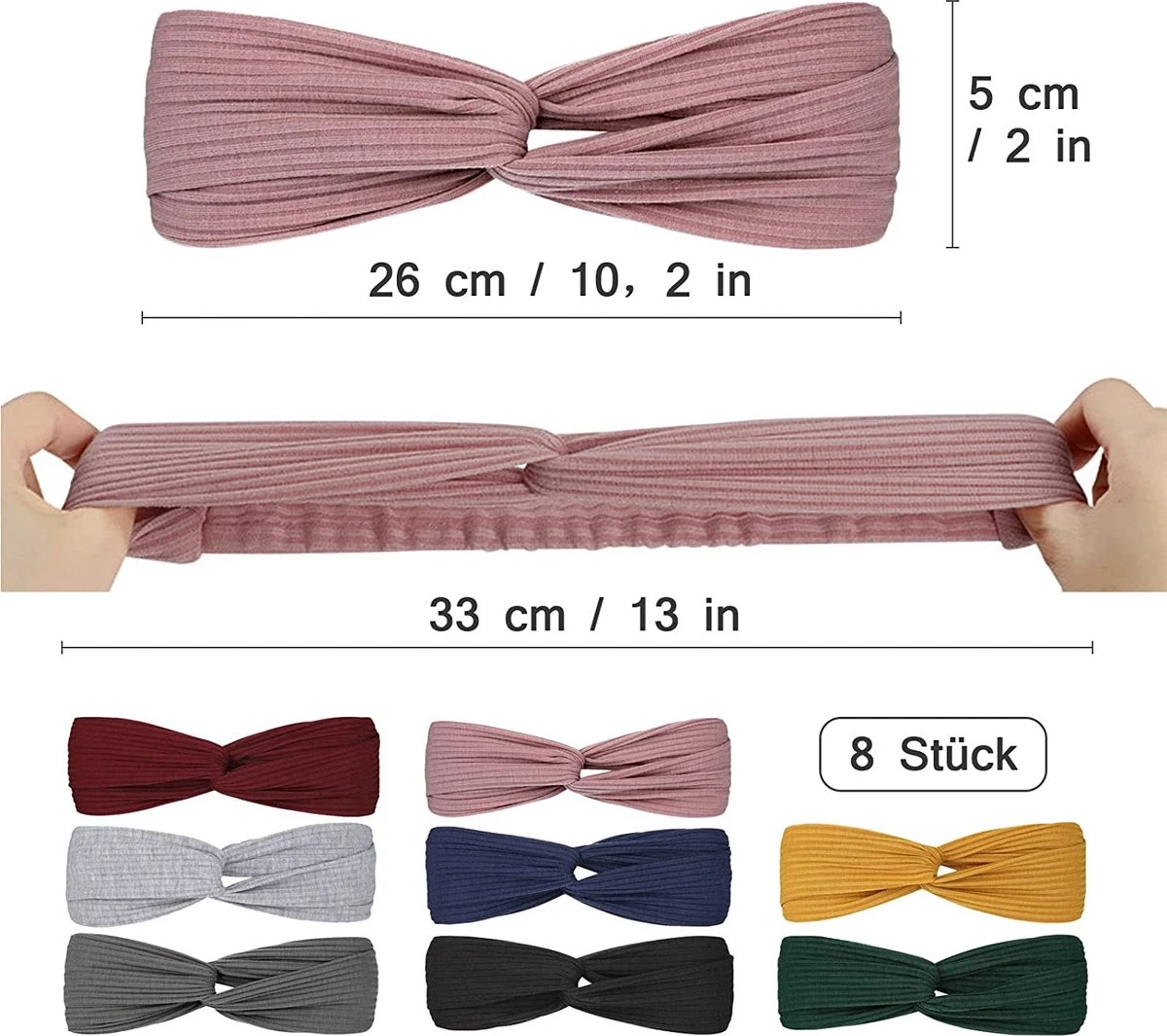 BOTC Haarband - Set Van 8 Stuks Haarbanden - Knoop Cross Knitted Haarbanden - 8 Kleuren Mixen - Elastisch Antislip 9 BOTC Haarband - Set Van 8 Stuks Haarbanden - Knoop Cross Knitted Haarbanden - 8 Kleuren Mixen - Elastisch Antislip - Afbeelding 7