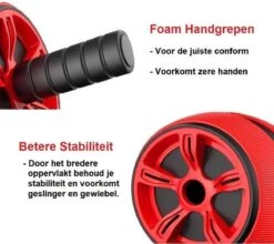 Trainingswiel - Ab Trainer - Ab Wheel - Ab Roller - Buikspierwiel - Buikspierapparaat - Buikspiertrainer - Crossfit – Rood -Merkloos Winkel 1200x1071