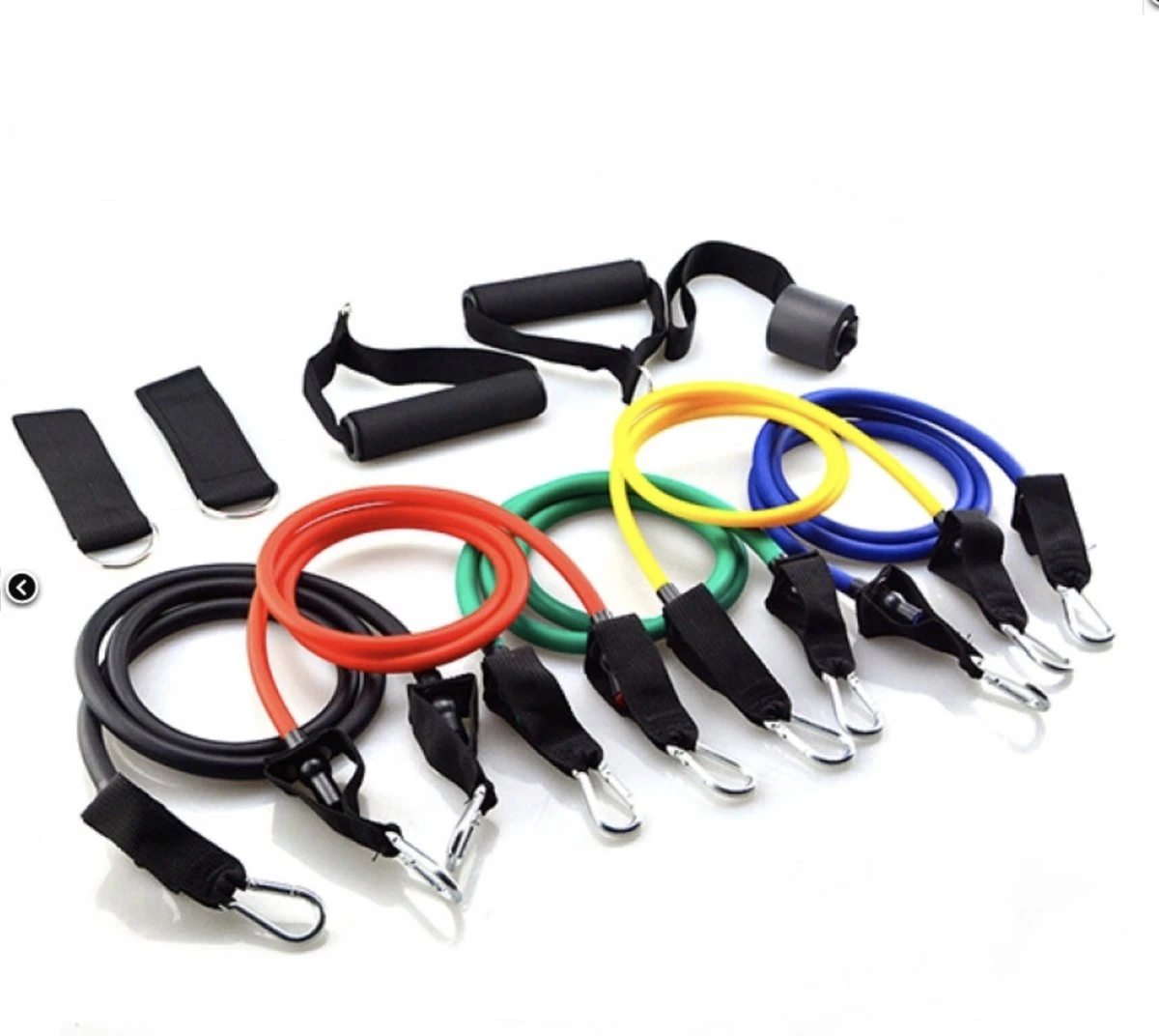 Fitness Elastiek - Resistance Band - Weerstandsbanden Set - Workout Set Met Handvatten, Enkel Straps En Deuranker 4 Fitness Elastiek - Resistance Band - Weerstandsbanden Set - Workout Set Met Handvatten, Enkel Straps En Deuranker - Afbeelding 2