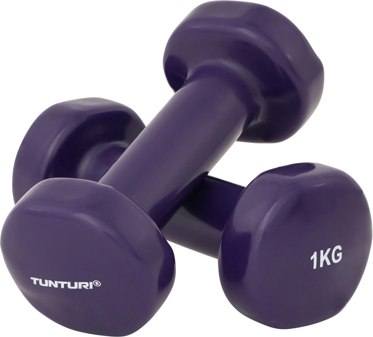 Tunturi Dumbbell Set - 2 X 1,0 Kg - Vinyl - Paars - Incl. Gratis Fitness App 3 Tunturi Dumbbell Set - 2 X 1,0 Kg - Vinyl - Paars - Incl. Gratis Fitness App